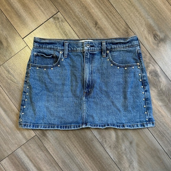 Abercrombie & Fitch Dresses & Skirts - Abercrombie Fitch High Rise Denim Mini Skirt Studded Blue Size 31 (N-200)